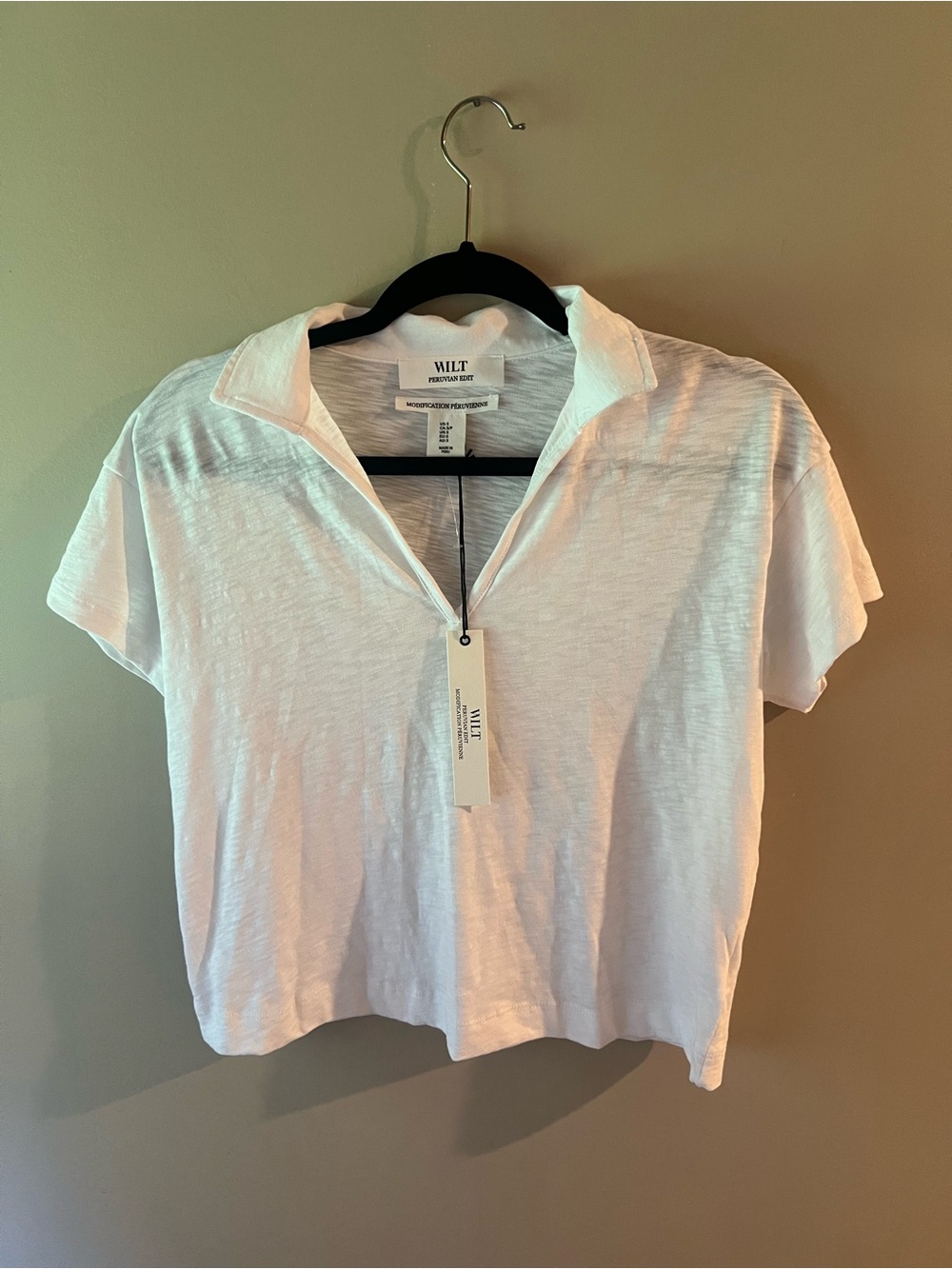 WILT White Short-Sleeve Slub Polo